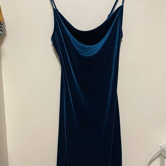 Teal Velvet Dress - Picture 1 of 3